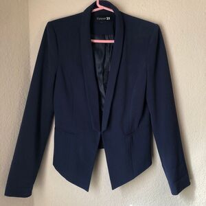 Forever 21 Women's Blazer Medium Dark Blue Minimalist Classy Preppy Career Wear